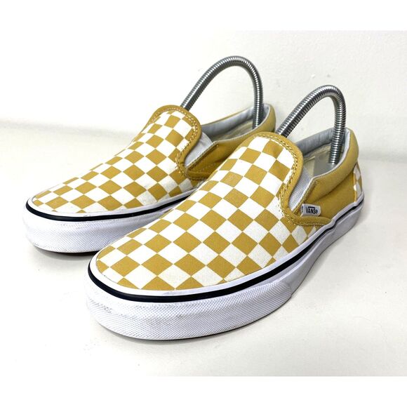 Vans Checkerboard Yellow Classic Slip On Unisex Skate Streetwear Shoes M6.5/W 8 - Picture 2 of 8